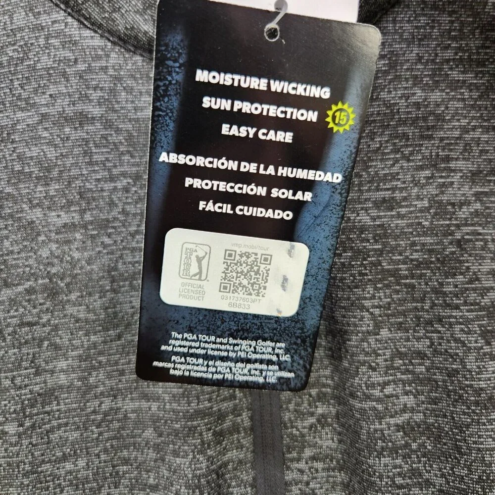 PGA Tour Quarter Zip Pullover Long Sleeve Men's Medium Polyester Golf Shirt Gray - Picture 7 of 13